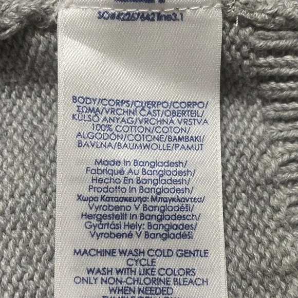 CHAPS Sweater Mens Size 2XL Gray Navy Striped Embroidered Logo NWT - Picture 5 of 9